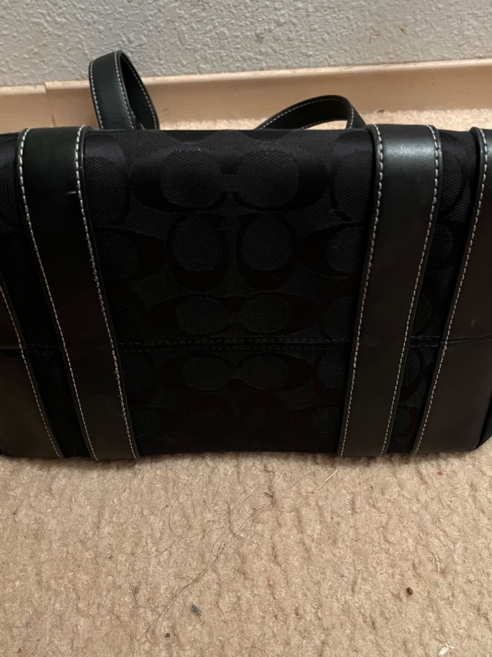 Coach handbag purse black jacquard with leather trim - Picture 8 of 8